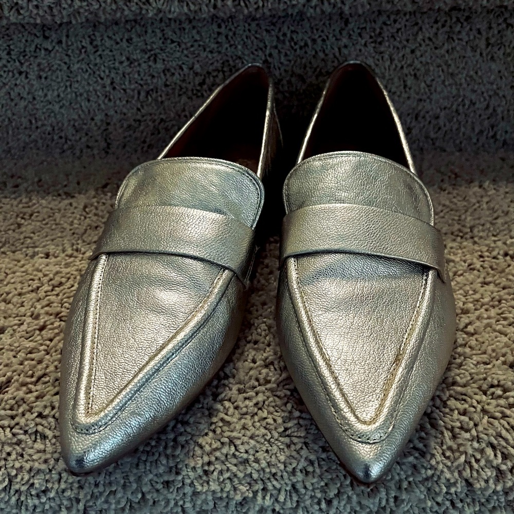 Vince Camuto gold loafers